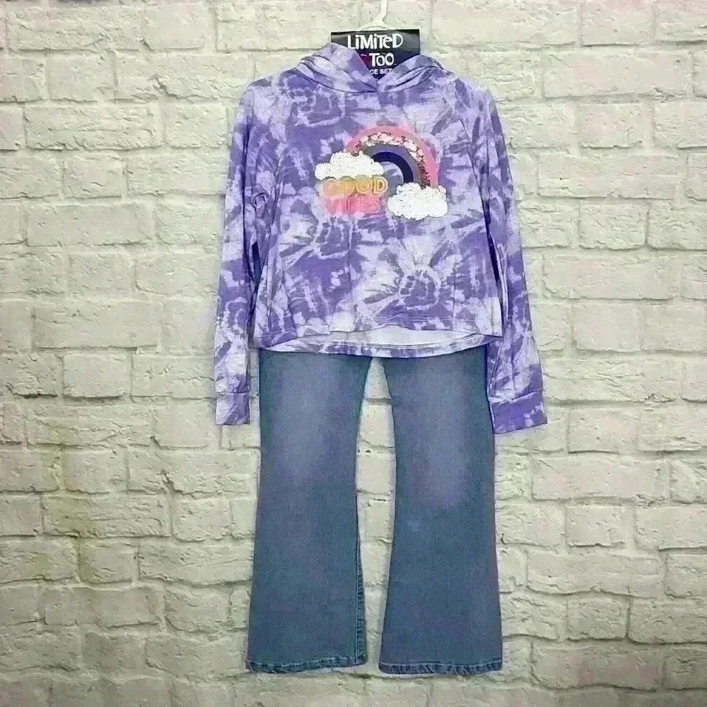 Limited Too 2 pieces Set  Girls Sweatshirt Blue jeans Sz 8 - Picture 3 of 10